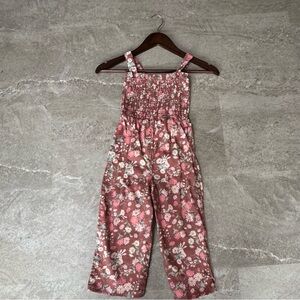 OshKosh B'gosh Girls Floral Smocked Jumpsuit Size 6 Pink Boho Summer